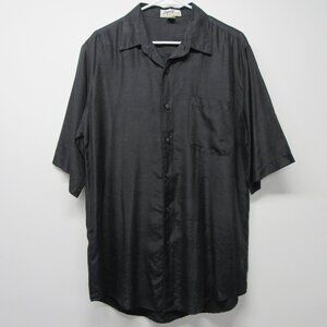 Vintage 90’s Impact 100% Silk Black Short Sleeve Button Front Shirt Men's M 🌹